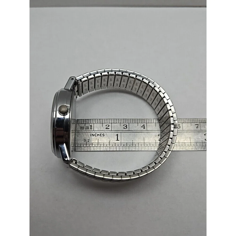 Timex Easy Reader Date Indiglo Silver Tone 34mm Quartz Watch New Battery WR 30M